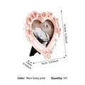 Eleganter Fotorahmen in Herzform mit Rosen-Schnitzereien in zartem Rosa-Finish - 4-Zoll / Rosa