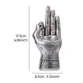 Silver resin palmistry hand candlestick with mysterious engraved symbols and dimensions - Left Eye Three-Finger (Style A) / Silver