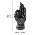 Vintage mystical black resin hand palm candle holder with white engraved eye detail - Left Eye Three-Finger (Style A) / Black