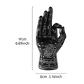 Vintage mysterious black palm resin candle holder with mystical sun and moon engravings - Sun Three-Finger (Style B) / Black