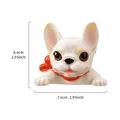 Resin French Bulldog wall sticker ornament with red bow and dimension markings - White French Bulldog (Style G) / 7.4x6.4cm
