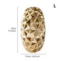 Grote gouden vaas met ananastextuur, afmetingen 29cm x 17,6cm, moderne geometrie - Maat L / Goud
