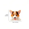 Decorative resin Corgi dog head wall sticker showing 6.7x7.1cm product dimensions - Corgi with Tongue Out (Style I)