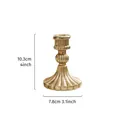 Candelabro vintage de resina con columna romana y dimensiones sobre fondo blanco - Patrón de Concha Columna Romana (Dorado) / 10.3x7.8cm / Dorado