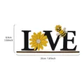 Handcrafted wooden LOVE letter desk ornament featuring sunflower and honey bee motifs - LOVE Bee Style / 长20cmx高8.9cm / Black