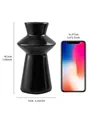 Modern matte black lighthouse resin vase featuring a detailed size comparison chart - Black