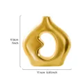 Modern goldene bohnenförmige hohle Keramikvase, dekoratives Blumenornament für Wohnzimmer - S (17.8x17.4cm) / Gold