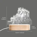 3D acrylic castle night light with solid wood base and dimensions - Alnwick Castle