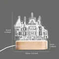 Creative 3D acrylic castle night light with solid wood base and USB power cable - Massandra Palace