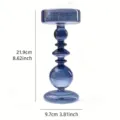 Elegante portacandele in vetro grigio-blu con design sferico a ripiani e dimensioni - Stile Supporto a Tre Biglie Blu Grigio (H) / 21.9x9.7cm
