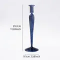 Elegante portacandele in vetro a coste grigio-blu con dimensioni di altezza e diametro base - Stile a Collo Lungo Sottile Blu Grigio (J) / 29.7x9.1cm
