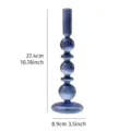Portacandele in vetro blu-grigio con design sferico a ripiani 27,4 cm - Stile Impilato Elegante Blu Grigio (K) / 27.4x8.9cm