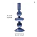Elegante vaso portacandele in vetro blu per arredamento moderno, 21,6 cm e 8,5 pollici - Stile con Base a Foglia di Loto Blu Grigio (L) / 21.6x8cm