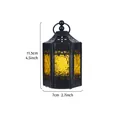 Lanterna esagonale vintage in ferro nero con pannelli in vetro giallo, altezza 11,5 cm - Giallo