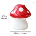 Red and white spotted mushroom resin vase size L with dimensions in cm and inches - Pointed L