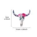 Bohemian style floral sheep skull resin wall hanging decoration figurine, 11.6cm wide - Peach Blossom Style / Small