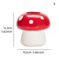 Cute red and white mushroom resin vase ornament, size L, dimensions 15.2cm by 14.3cm. - Flat Top L
