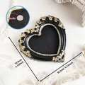 Vintage black and gold heart-shaped magnetic photo frame in 4.13 inch size - European Heart Style (A65) / 10.5x10.5cm