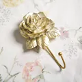Elegant vintage gold rose resin decorative single wall hook for home and garden storage - Rose Single Hook (4311031776304) / Gold