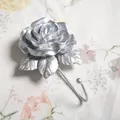 Vintage silver rose resin wall hook flower shape decorative hanger for home organizers - Rose Single Hook (4311031776305) / Silver