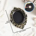 Vintage mini black and gold magnetic photo frame with dimension markings - Classic Vintage Rectangle Style (A58)