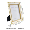 Elegante cornice per foto americana in resina bianca e oro con misure dettagliate - 8-inch White