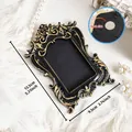 Mini vintage black and gold magnetic picture frame for DIY home wall decor ornaments - Ornate Vintage Rectangle Style (A56)