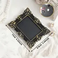 Vintage European style mini black and gold magnetic photo frame with ornate carvings - Baroque Relief Style (A82)