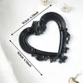 Vintage black heart-shaped decorative frame with ornate European style carvings - Prop Style L (道具L-黑)
