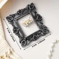 Vintage black and silver resin photo frame with embossed floral carvings 9.1x8.3cm - 9.1x8.3cm