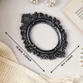 Vintage black and silver resin photo frame prop with ornate relief carving details - Oval (A58) / 10.8x8.0cm