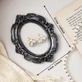 Oval vintage European carved resin photo frame prop in antique black and silver - Oval (11.7x9.5cm)