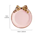 Bandeja de joyería rosa elegante con lazo dorado e indicadores de dimensiones - Redondo (636-4) / Rosa con Dorado