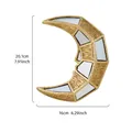 Décoration murale croissant de lune doré en résine avec segments miroirs, 20.1x16cm - Décor Croissant de Lune Incrusté de Miroir