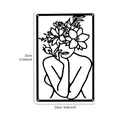 Abstrakte Wanddeko aus Metall mit Frauen- und Blumenmotiv, 22x33cm minimalistisches Eisen - Hand am Kinn Stil / 33x22cm