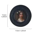 Vintage schwarzer runder Bilderrahmen mit 3D-Blumenrelief-Verzierungen 11,5 cm - Runder Stil (X黑色青藤相框) / 3 Zoll (Durchmesser 11.5cm)