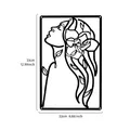 Minimalistische Wandkunst aus schwarzem Metall mit abstrakter Frau und Blumen Design - Profil Gesicht Stil / 33x22cm