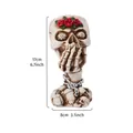 Gothic skull makeup brush holder with red roses ornament and height dimensions - Speak No Evil Skull Style (Skull Rose Pot)