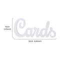 White PVC letter sign 'Cards' decorative ornament 22cm width for home and event decor - Cards Cursive Letter Ornament / White