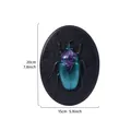 Vintage 3D resin beetle wall relief sculpture featuring metallic teal and purple finish - Golden Beetle (Oval) / Rainbow