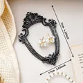 Mini cadre photo vintage gothique en noir et argent vieilli pour bijoux déco - Forme de Bouclier (A57) / 11.0x7.7cm