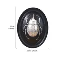 Vintage silver beetle relief wall hanging on black oval resin base 22x17cm - Ladybug (Double Circle) / Silver