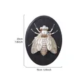 Retro 3D silver beetle relief wall hanging on black oval resin base 20x15cm - Bee (Oval) / Silver