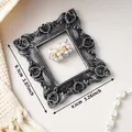 Mini cadre photo gothique vintage noir et argent accessoire de photographie bijoux - 9.1x8.3cm