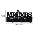 Schwarze Wandhakenleiste Mr & Mrs Sweet Home mit Silhouetten-Design für die Innendekoration - 6 Haken / Schwarz Hochzeit Silhouette (MR & MRS)