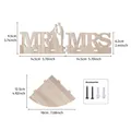 Wooden wedding MR MRS sign and corner shelf dimensions diagram with mounting accessories. - Paulownia Wood Color