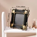 Retro black and gold ornate relief square photo frame with 4.6 inch size measurements - A55 Square Style (Prop Photo Frame - Black Gold) / 11.7x11.7cm