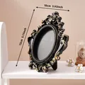 Vintage black and gold embossed French style photo frame, 10x13cm tabletop ornament - A59 Oval Style (Prop Photo Frame - Black Gold) / 10x13cm