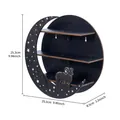 Modern black circular moon wooden wall shelf with sheep motif and dimensions 25x25cm - Sheep Star Moon Style (MB15)