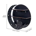 Black moon and stars wooden wall shelf with sheep design, size 25.3x8.5cm - Black Hollow Sheep Style (MB17)